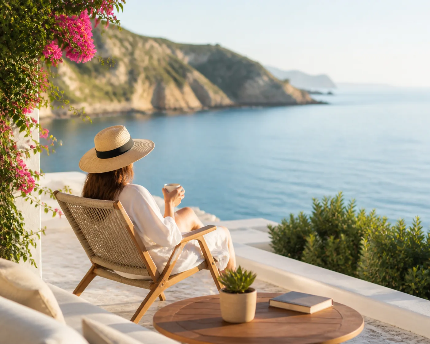 Calm seaside terrace for longer stays
